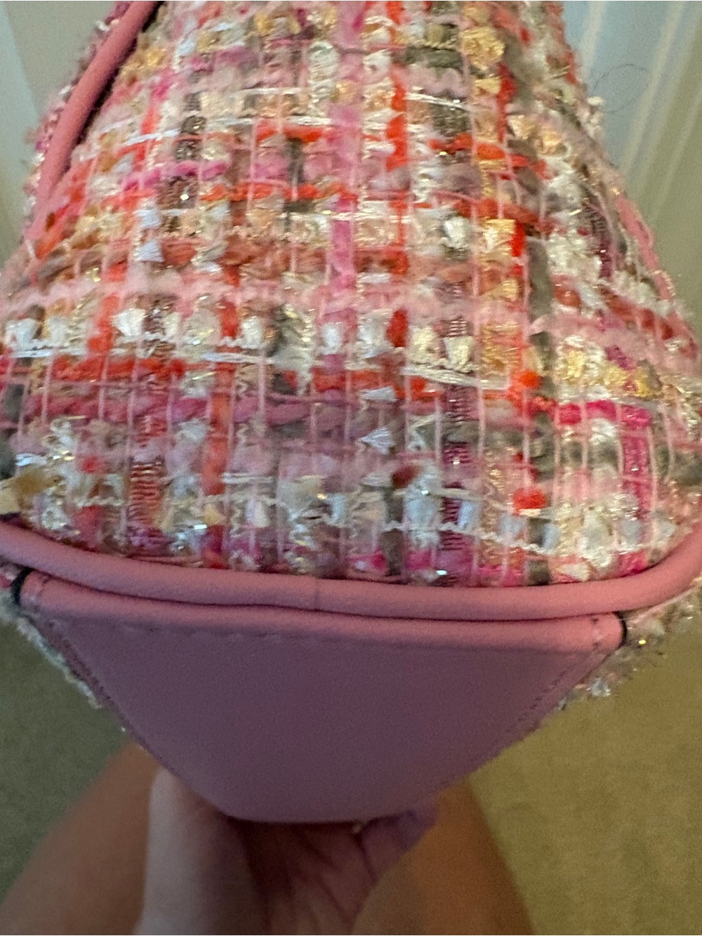 kate spade Pink Tweed Shoulder Bag with Chain Strap and Top Handle - Picture 11 of 13
